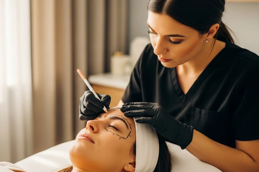 Provider mapping a thoughtful treatment plan for natural-looking enhancement in Dunn County.