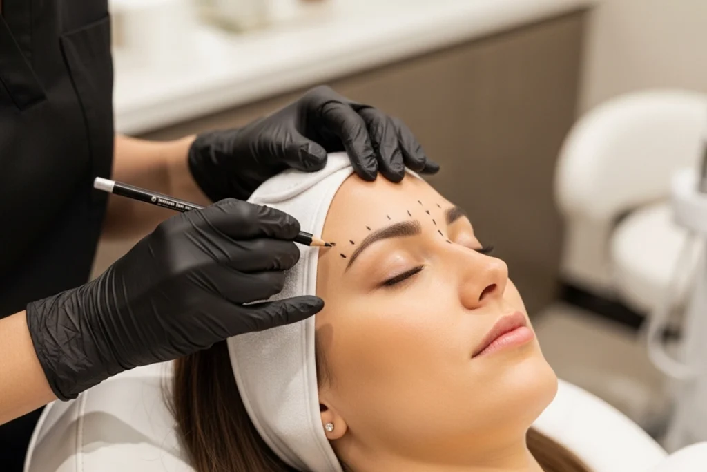 Provider mapping a thoughtful treatment plan for natural-looking enhancement in Lake Hallie.